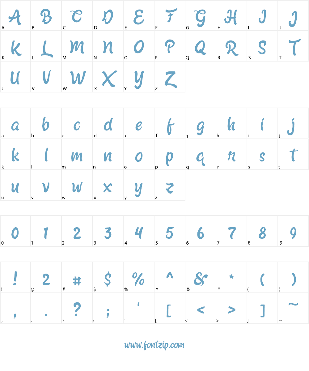 Shabrina Free Font Character